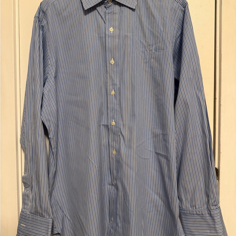 Polo by‎ Ralph Lauren Men's Blue Striped Dress Shirt